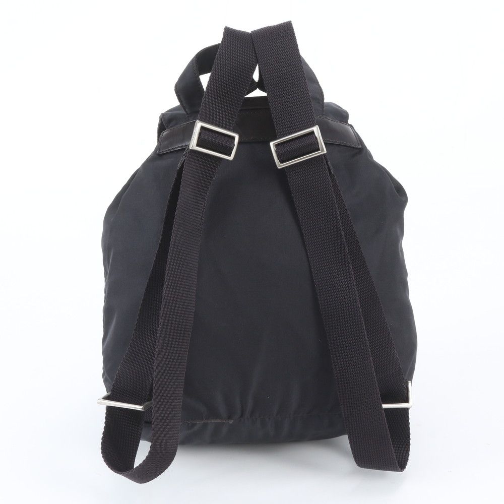 Prada Tessuto Nylon Triangle Logo Leather Backpack Shoulder Bag — view 3