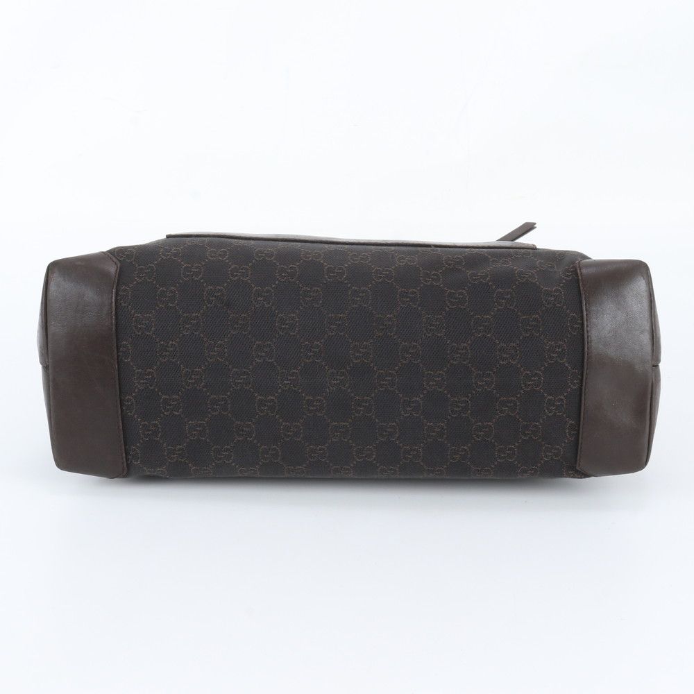 Gucci GG Canvas Leather Tote Bag Shoulder Hand Brown — view 6