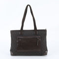 Gucci GG Canvas Leather Tote Bag Shoulder Hand Brown