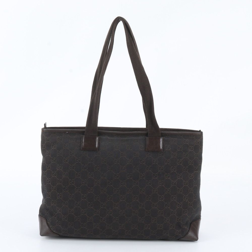 Gucci GG Canvas Leather Tote Bag Shoulder Hand Brown — view 3