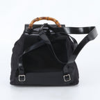 Gucci Bamboo Leather Backpack Shoulder Bag Black — view 3