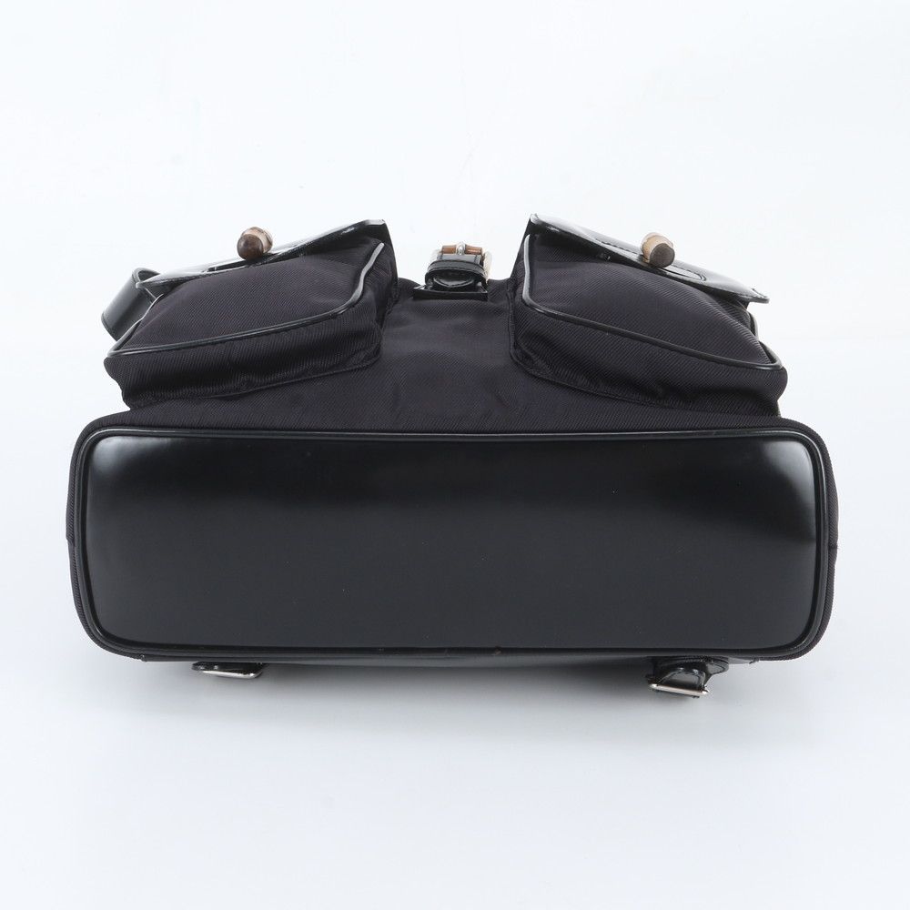 Gucci Bamboo Leather Backpack Shoulder Bag Black — view 6