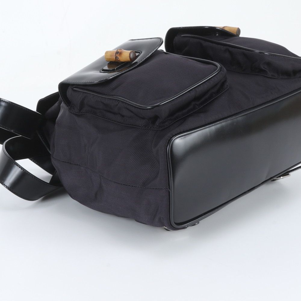 Gucci Bamboo Leather Backpack Shoulder Bag Black — view 5