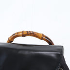 Gucci Bamboo Leather Backpack Shoulder Bag Black — view 2