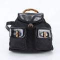 Gucci Bamboo Leather Backpack Shoulder Bag Black