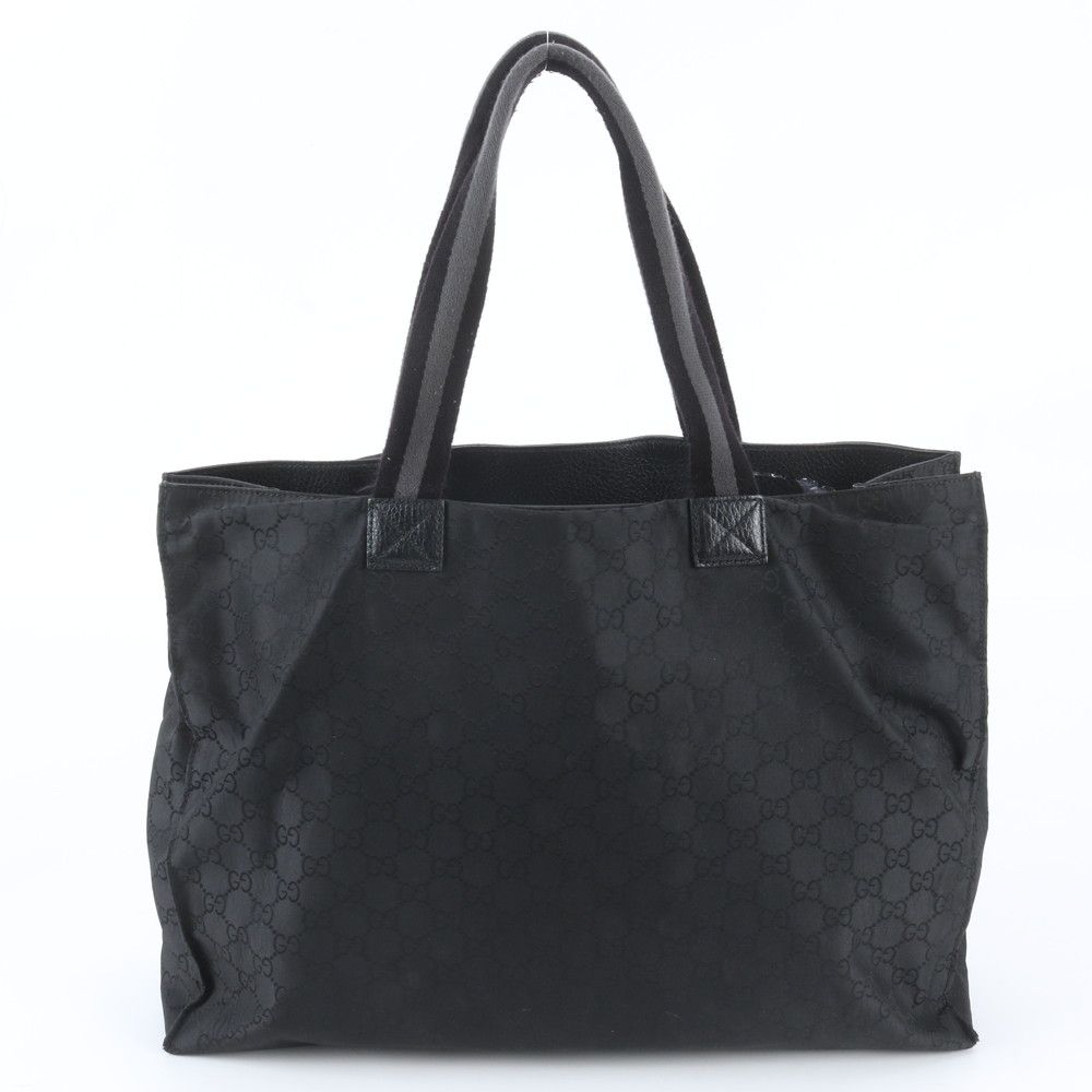 Gucci GG Nylon Leather Tote Bag Shoulder Business Document Black — view 3