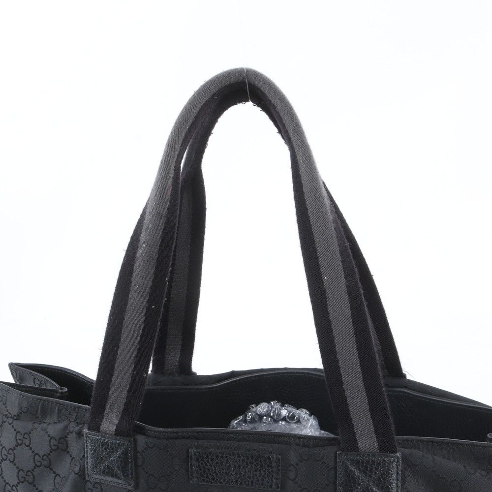 Gucci GG Nylon Leather Tote Bag Shoulder Business Document Black — view 2