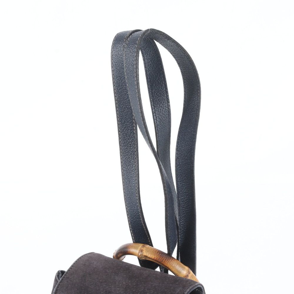 Gucci Bamboo Leather Backpack Shoulder Bag Navy — view 2