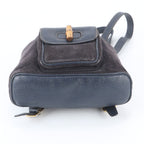 Gucci Bamboo Leather Backpack Shoulder Bag Navy — view 6