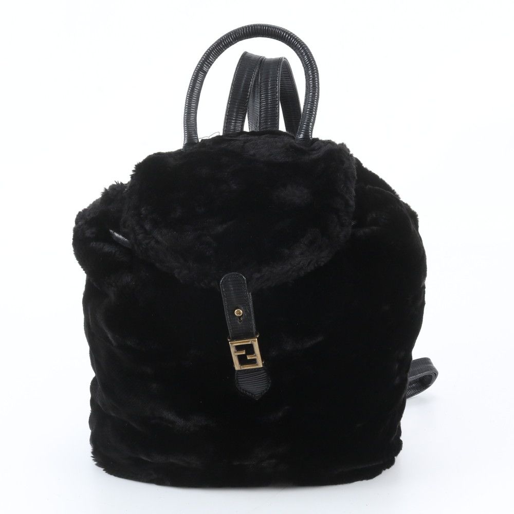 Fendi Leather Backpack Shoulder Bag Black