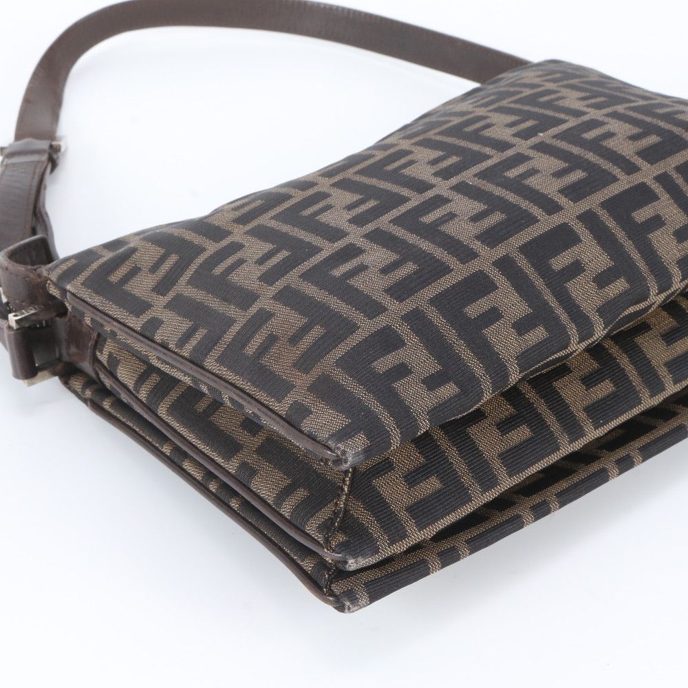 Fendi Zucca Leather Canvas Shoulder Bag Hand Brown — view 5