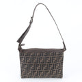 Fendi Zucca Leather Canvas Shoulder Bag Hand Brown