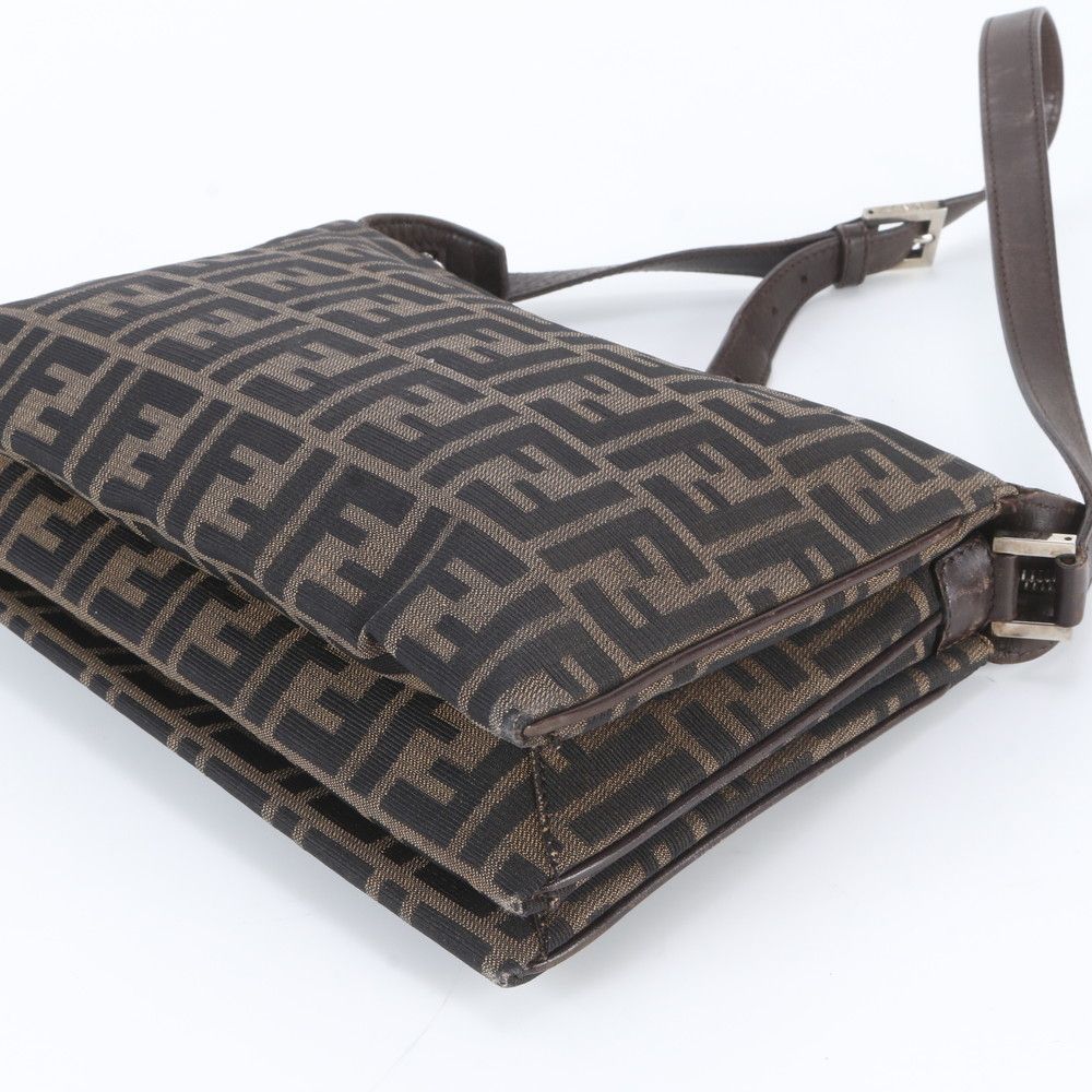 Fendi Zucca Leather Canvas Shoulder Bag Hand Brown — view 4