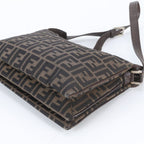 Fendi Zucca Leather Canvas Shoulder Bag Hand Brown — view 4
