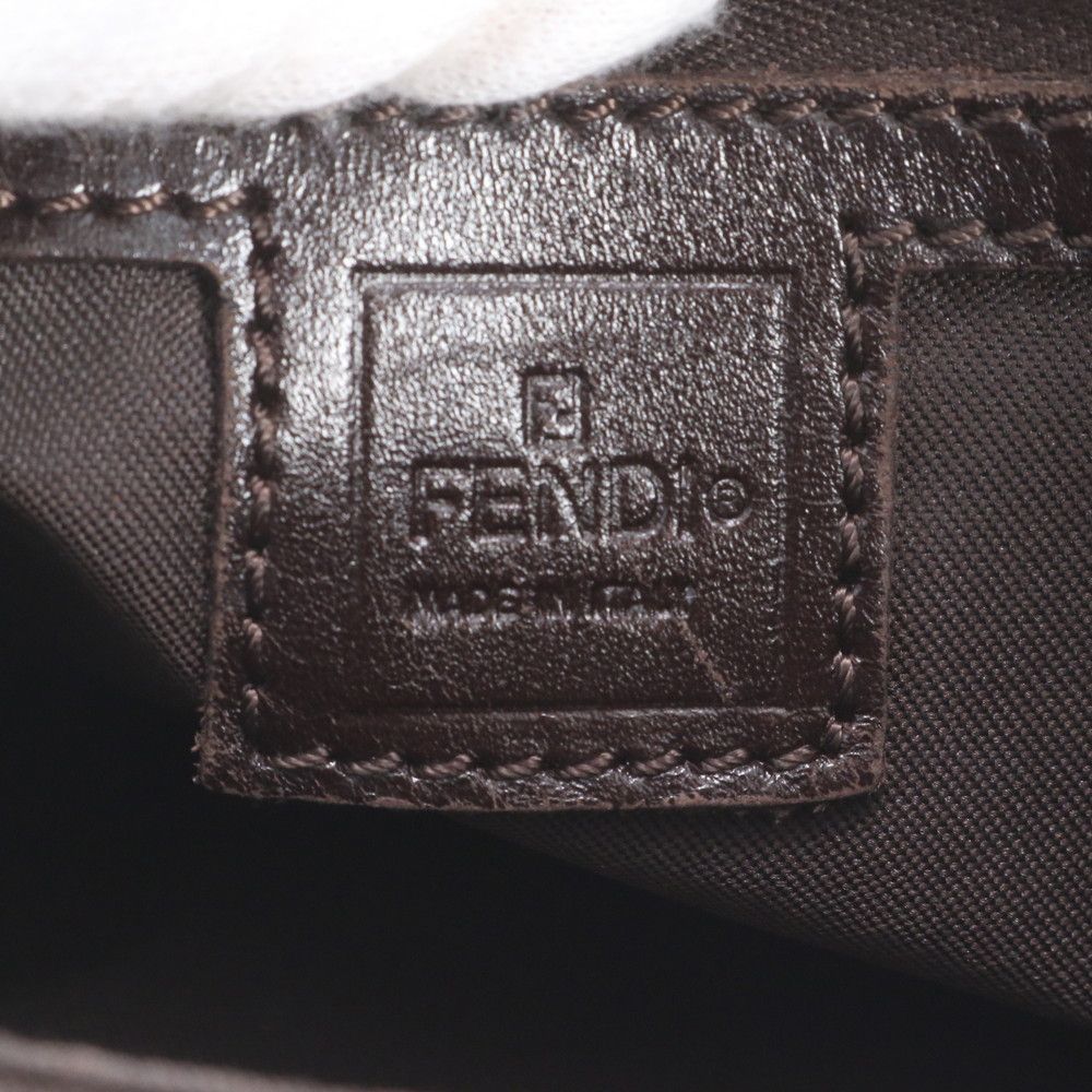 Fendi Zucca Leather Canvas Shoulder Bag Hand Brown — view 8