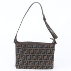 Fendi Zucca Leather Canvas Shoulder Bag Hand Brown — view 3