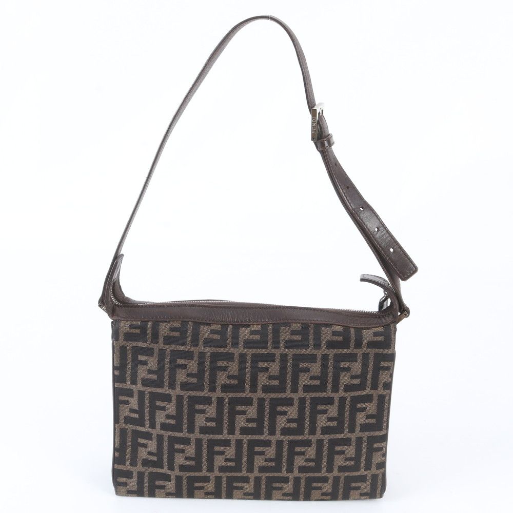 Fendi Zucca Leather Canvas Shoulder Bag Hand Brown — view 3