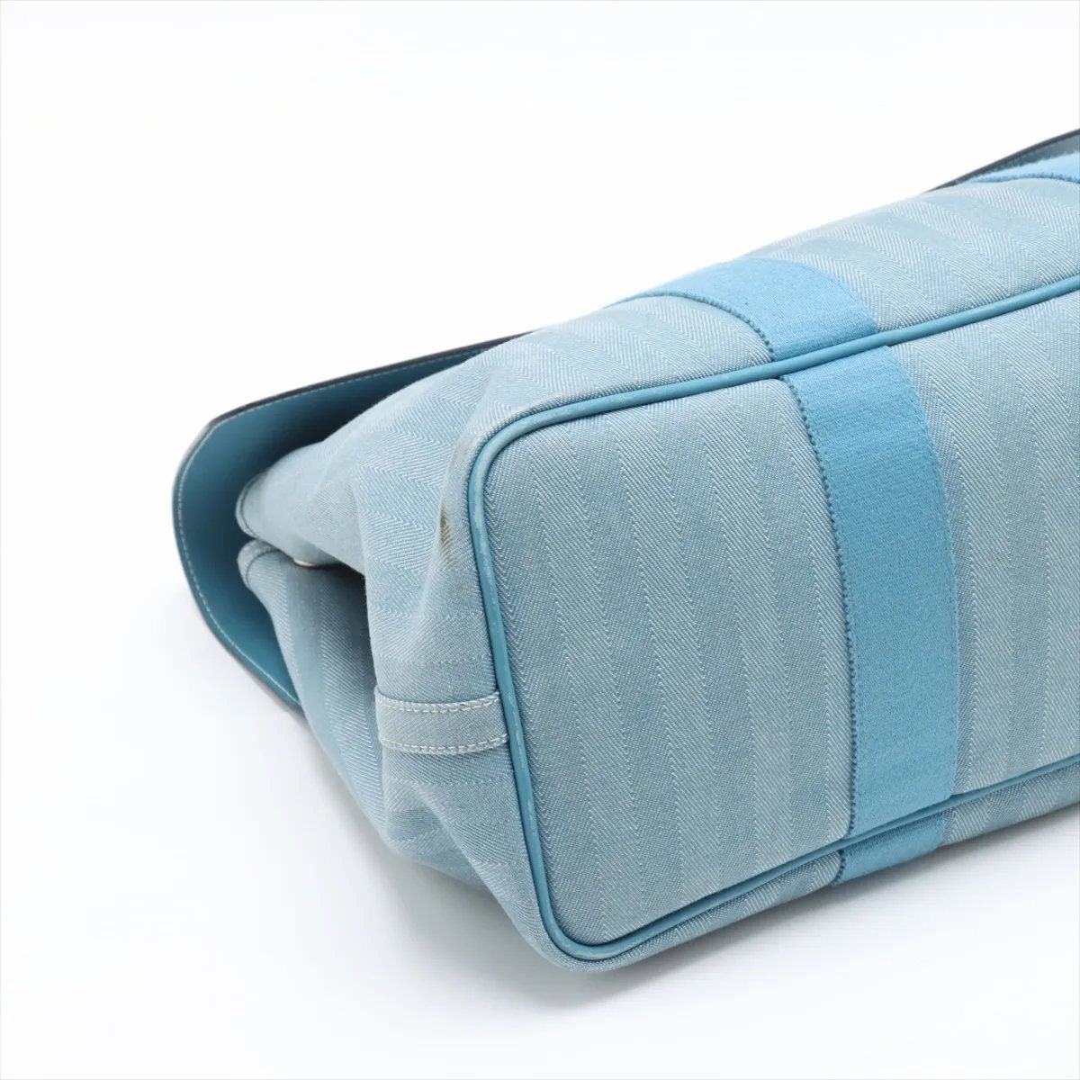 Hermes Valparaiso GM Toile Chevron Leather Tote Bag Shoulder — view 4