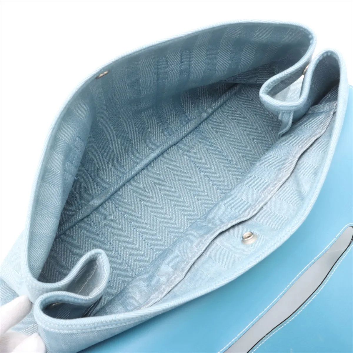 Hermes Valparaiso GM Toile Chevron Leather Tote Bag Shoulder — view 7