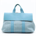 Hermes Valparaiso GM Toile Chevron Leather Tote Bag Shoulder