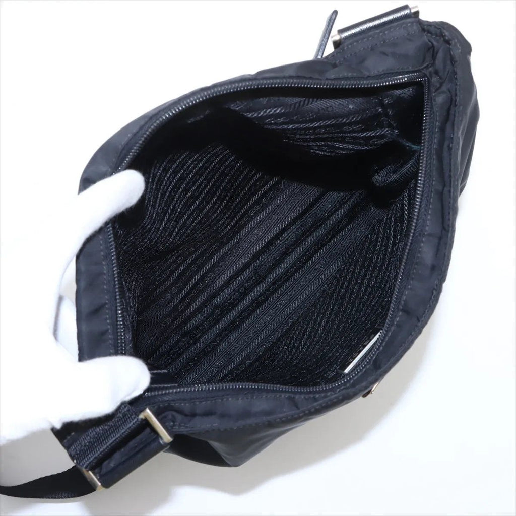 Prada Tessuto Nylon Triangle Logo Leather Shoulder Bag Crossbody Messenger — view 6