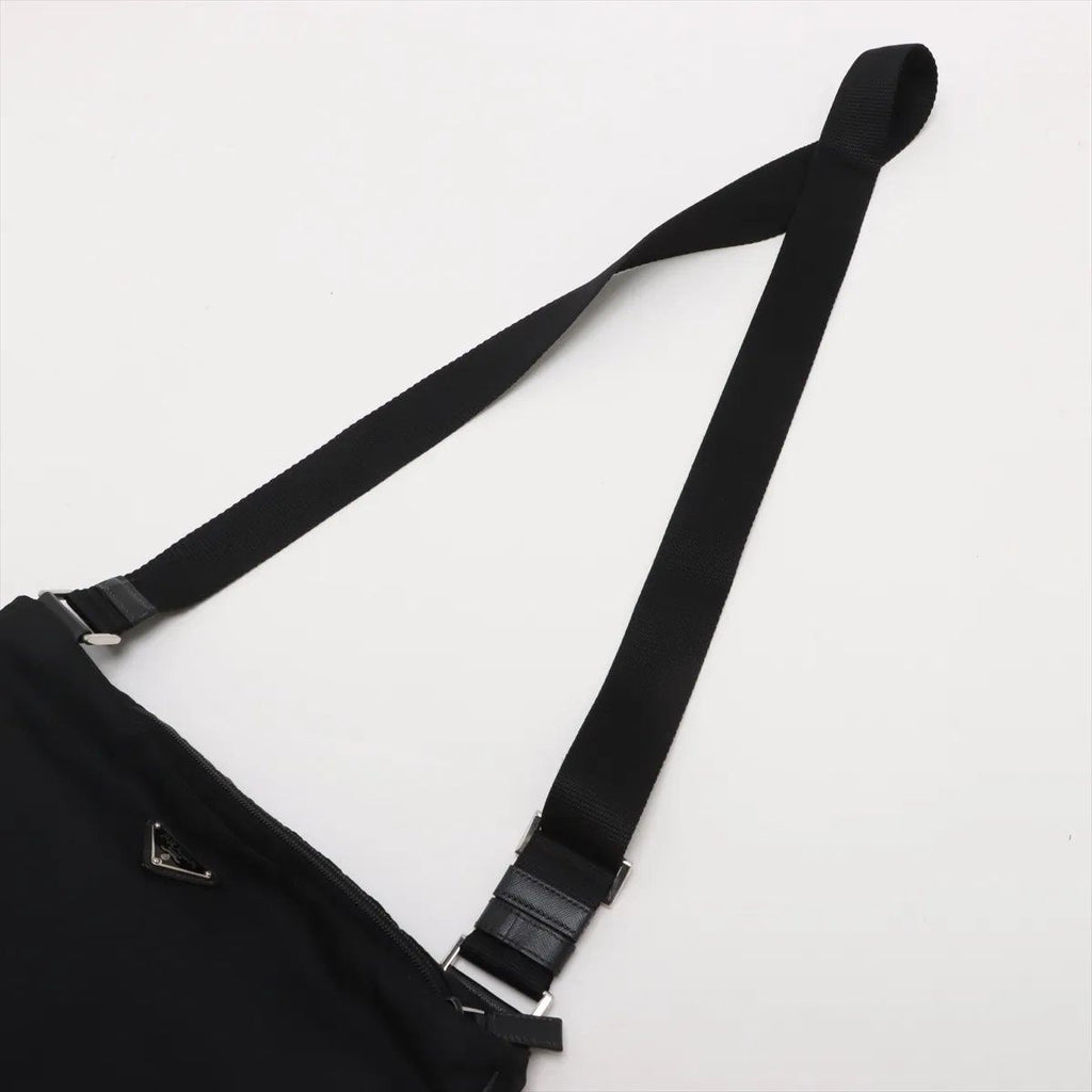 Prada Tessuto Nylon Triangle Logo Leather Shoulder Bag Crossbody Messenger — view 5