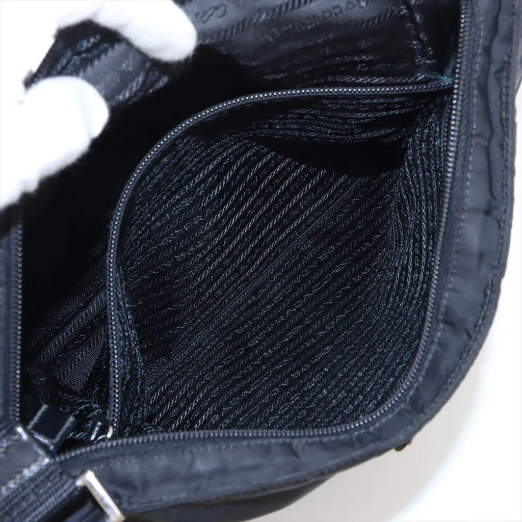 Prada Tessuto Nylon Triangle Logo Leather Shoulder Bag Crossbody Messenger — view 7
