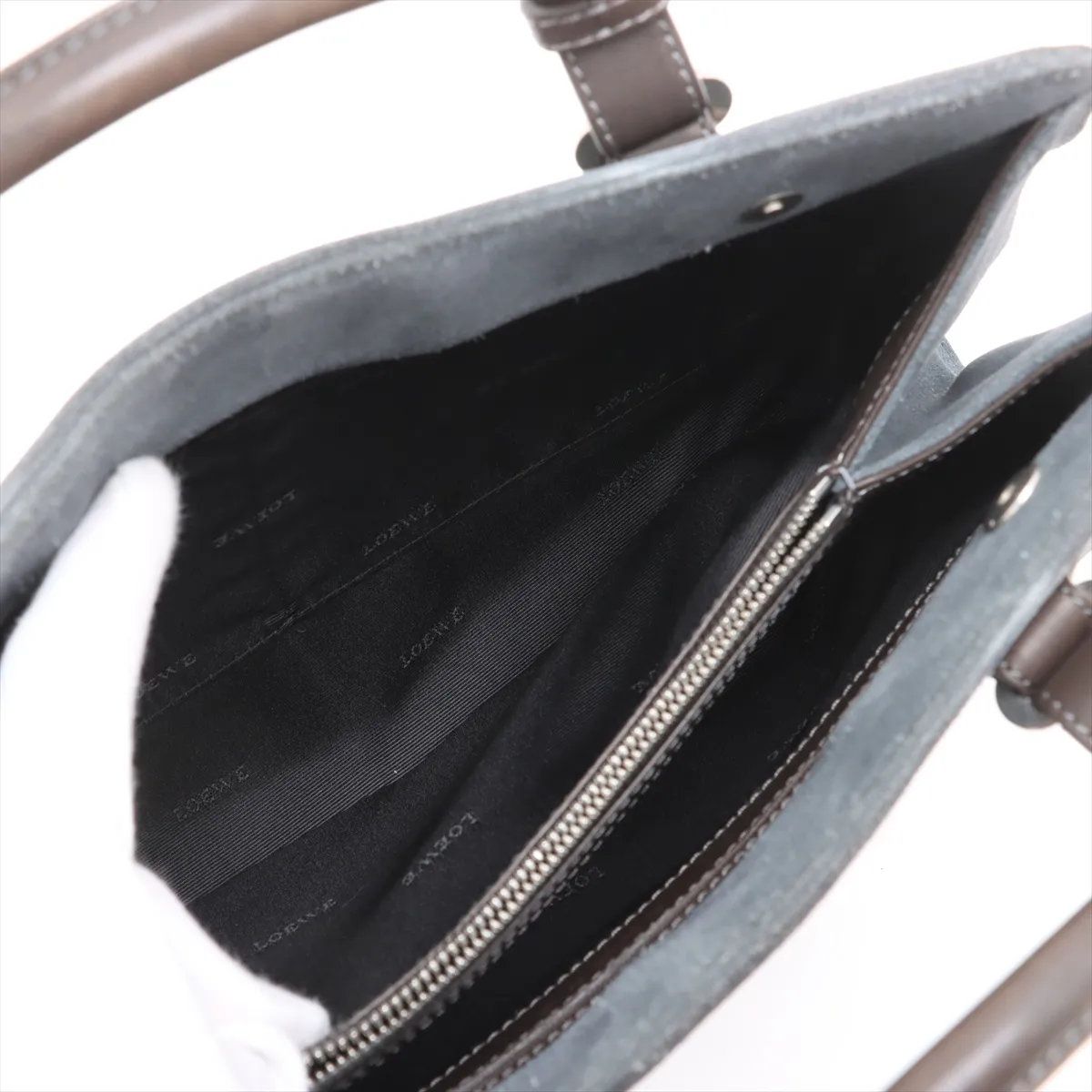 Loewe Anagram Leather Handbag Tote Silver — view 8