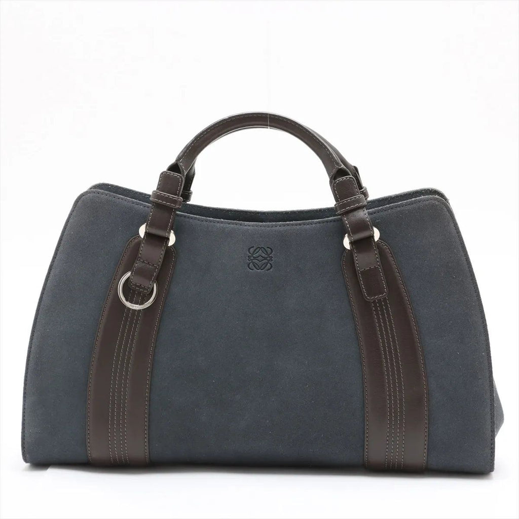 Loewe Anagram Leather Handbag Tote Silver