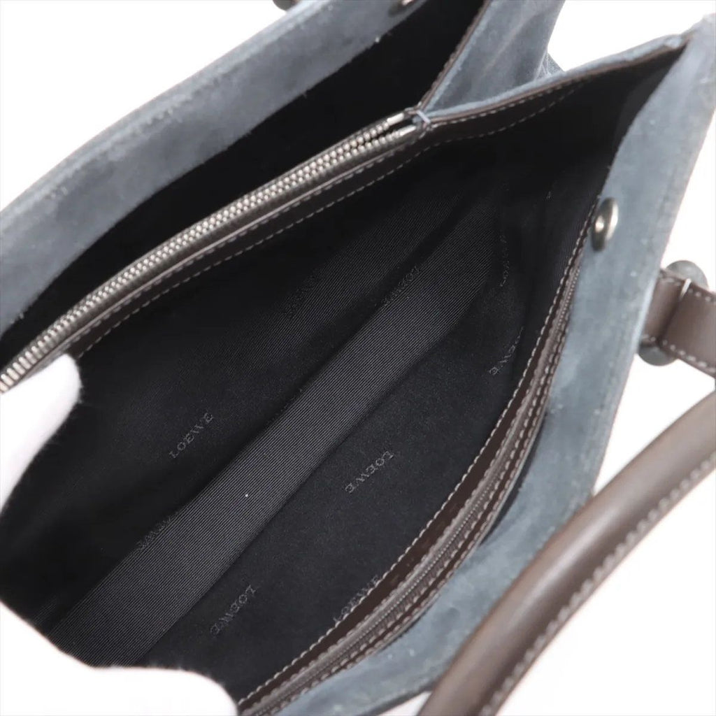Loewe Anagram Leather Handbag Tote Silver — view 7