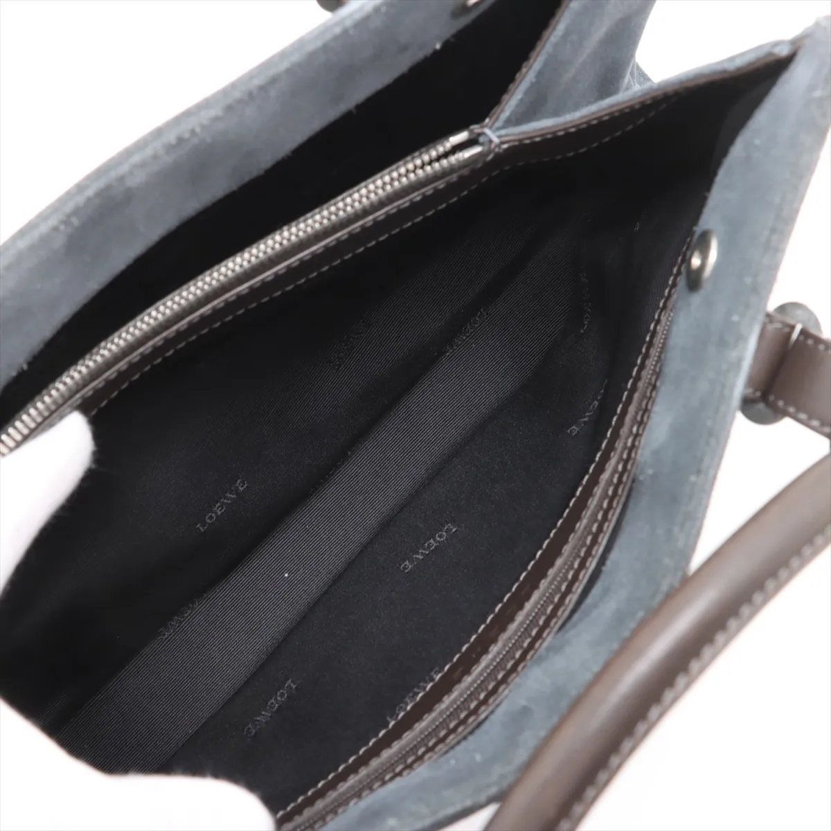 Loewe Anagram Leather Handbag Tote Silver — view 7