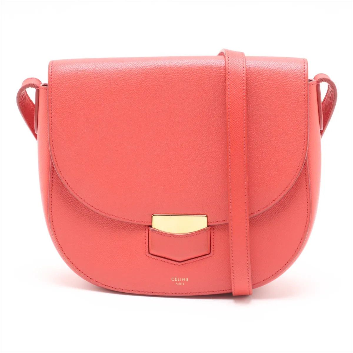 Celine Trotter Leather Shoulder Bag Crossbody Gold Hand