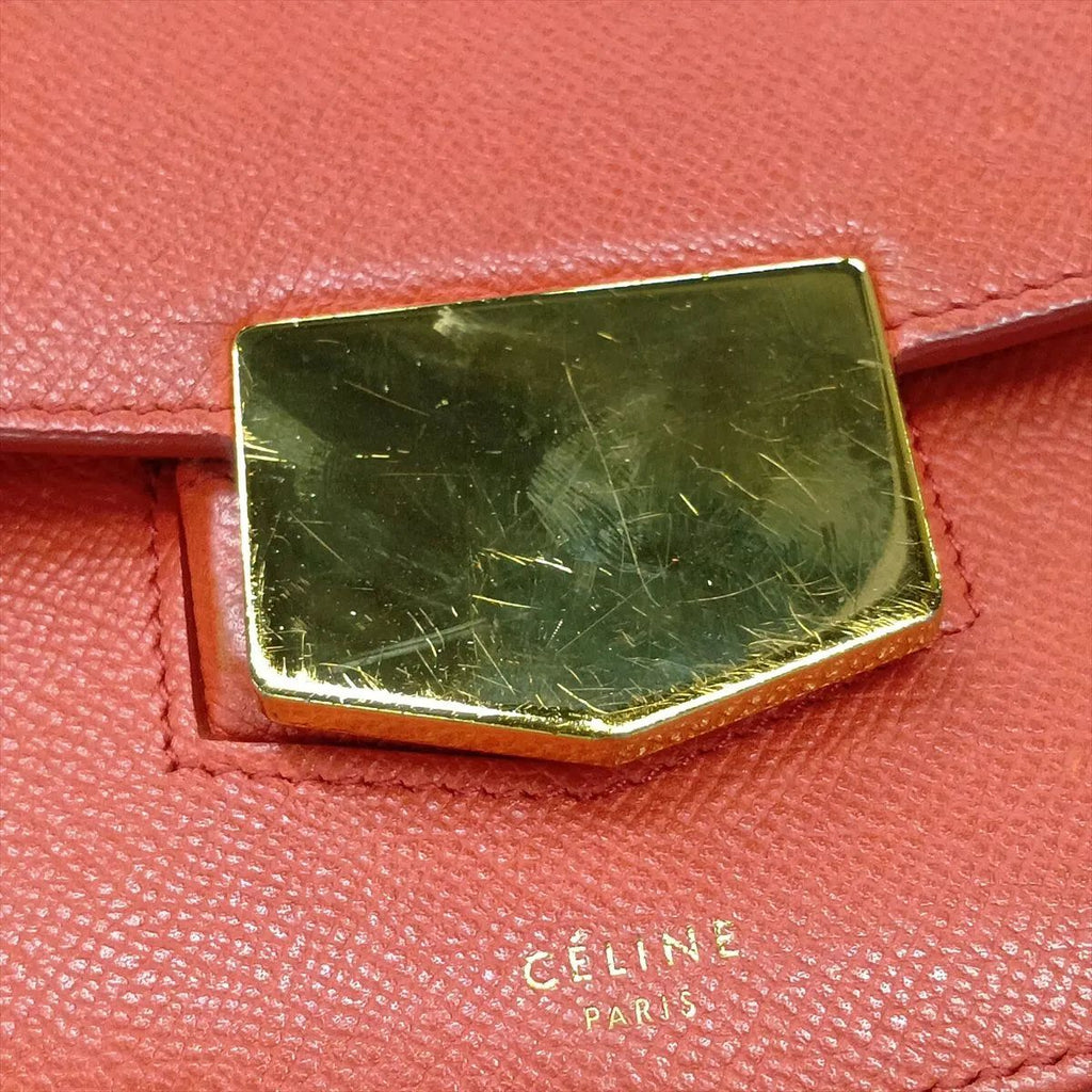 Celine Trotter Leather Shoulder Bag Crossbody Gold Hand — view 8