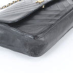 Chanel V-stitch Chain Leather Shoulder Bag Black — view 4