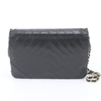 Chanel V-stitch Chain Leather Shoulder Bag Black — view 3