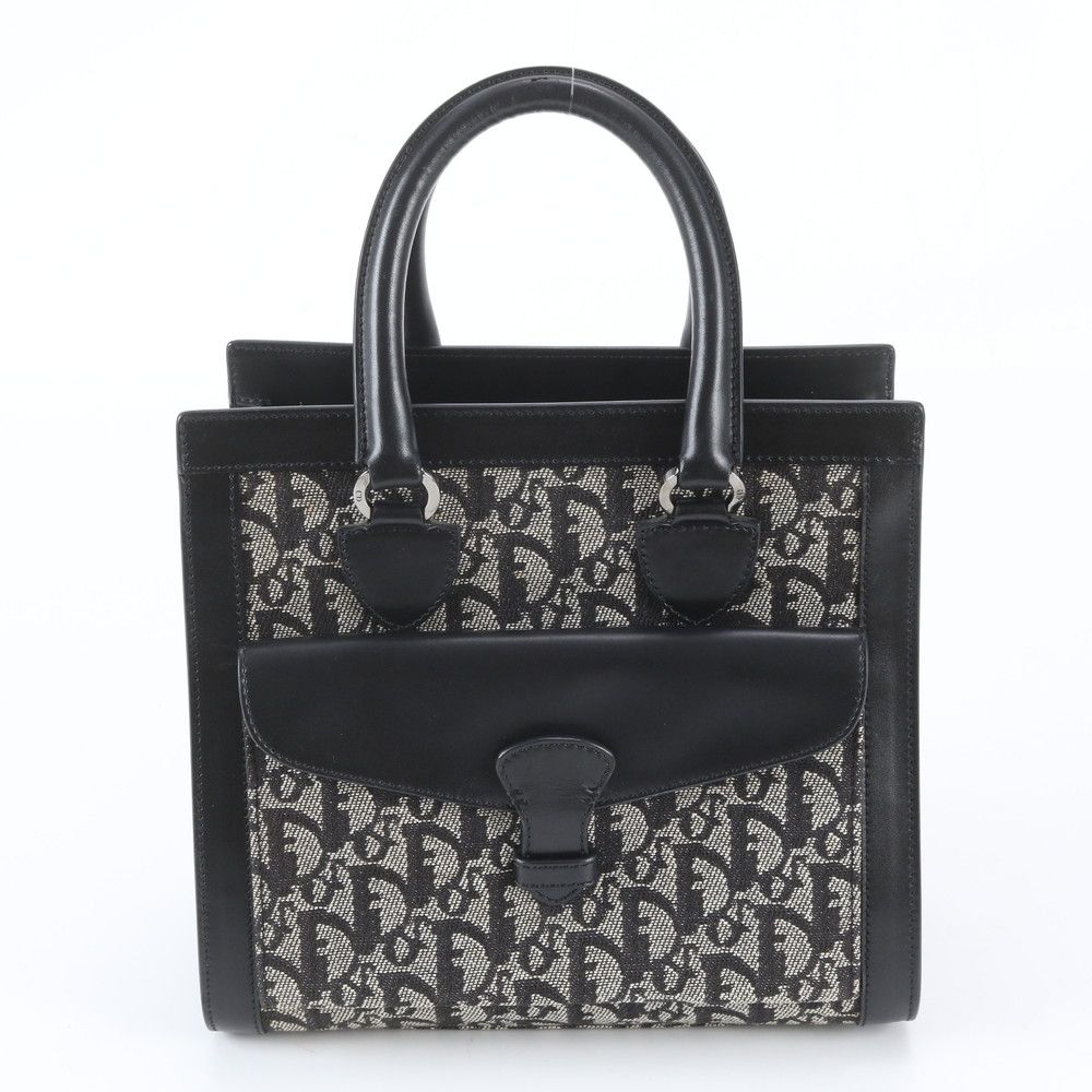 Dior Trotter BO B Leather Tote Bag Hand Black