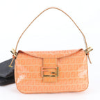Fendi Zucchino Mamma Bucket Baguette Leather Shoulder Bag