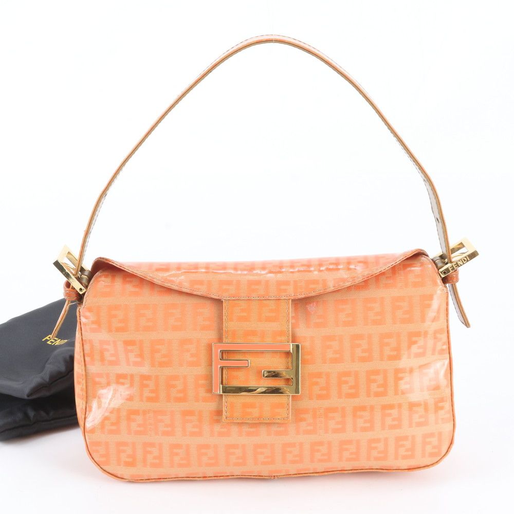 Fendi Zucchino Mamma Bucket Baguette Leather Shoulder Bag