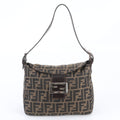 Fendi Zucca Mamma Bucket Leather Canvas Shoulder Bag