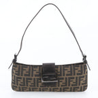 Fendi Zucca Mamma Bucket Leather Canvas Shoulder Bag