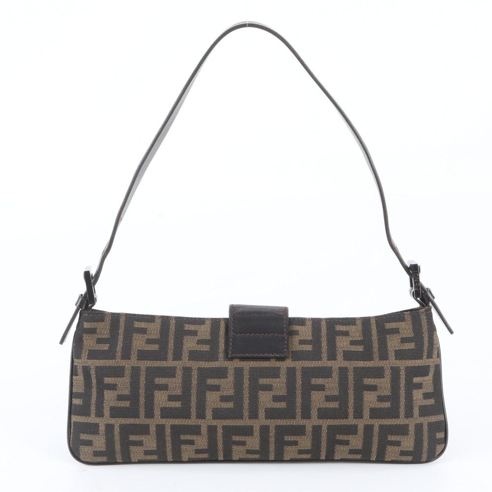 Fendi Zucca Mamma Bucket Leather Canvas Shoulder Bag — view 3