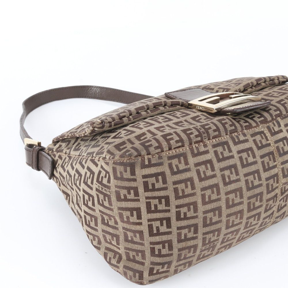 Fendi Zucchino Mamma Bucket Baguette FF Leather Shoulder Bag — view 4