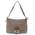 Fendi Zucchino Mamma Bucket Baguette FF Leather Shoulder Bag