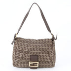 Fendi Zucchino Mamma Bucket Baguette FF Leather Shoulder Bag