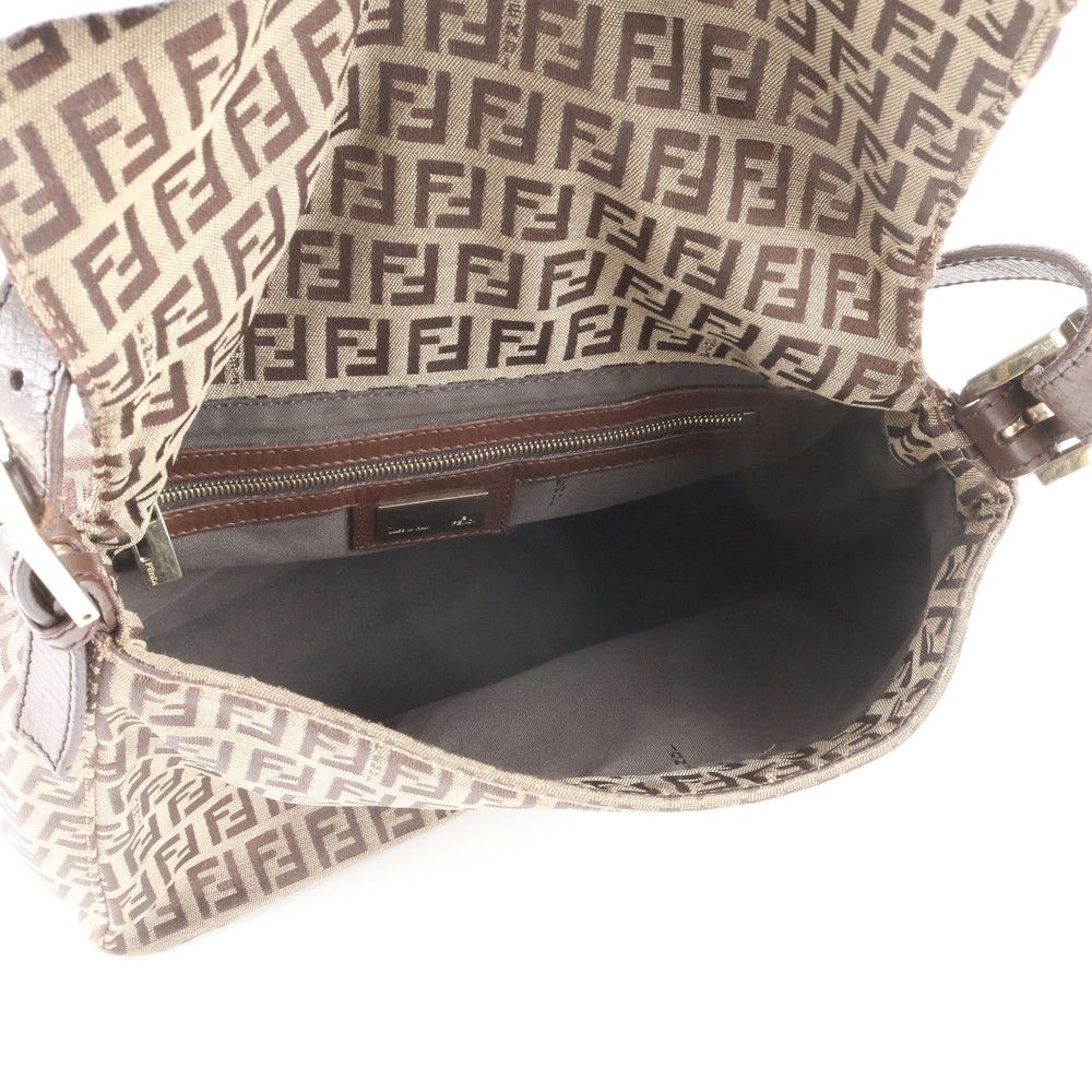 Fendi Zucchino Mamma Bucket Baguette FF Leather Shoulder Bag — view 7