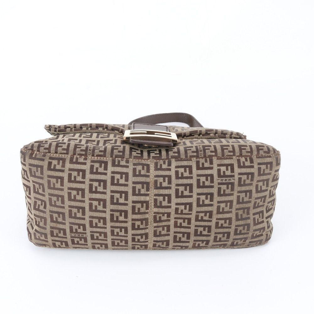 Fendi Zucchino Mamma Bucket Baguette FF Leather Shoulder Bag — view 6
