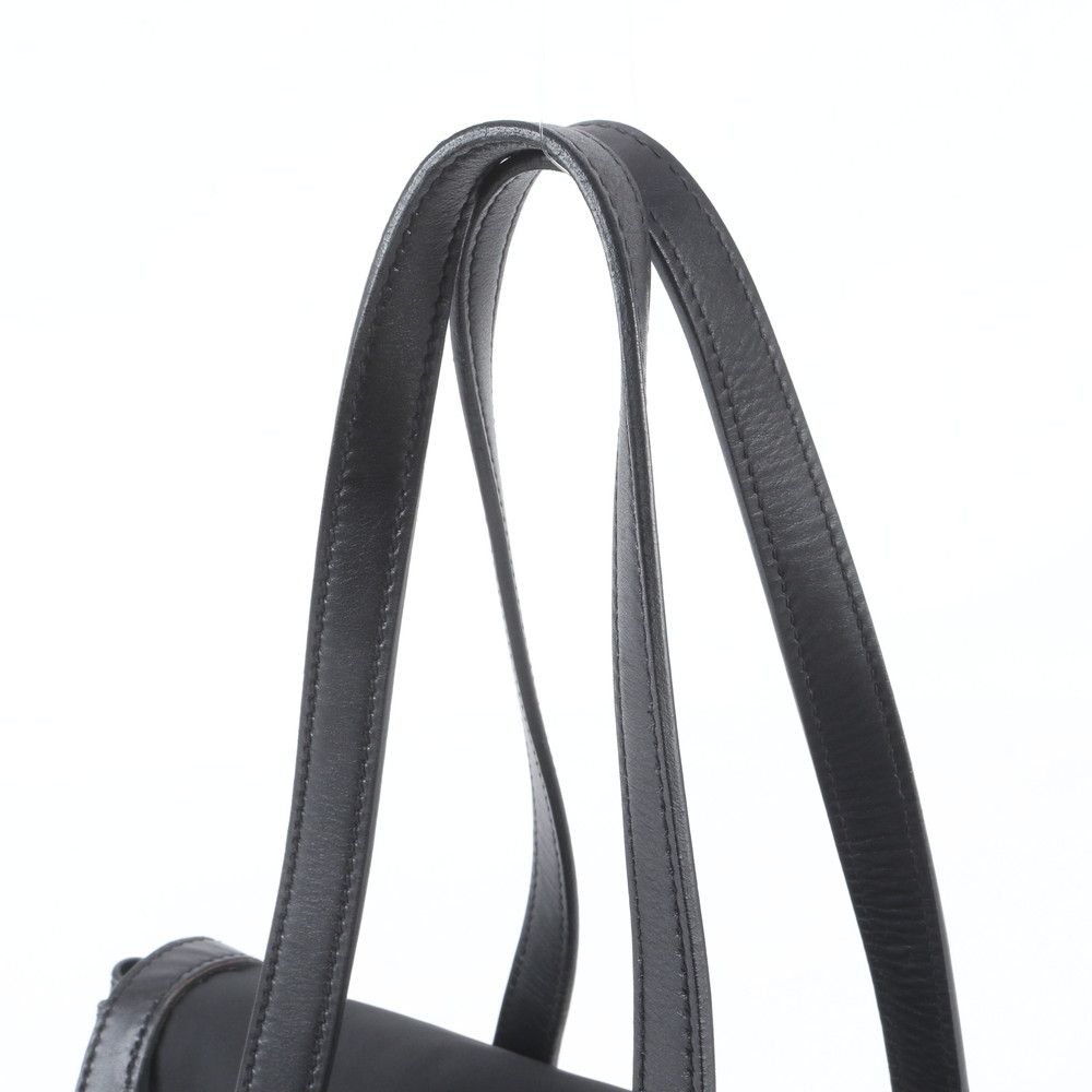 Prada Tessuto Nylon Triangle Logo Leather Shoulder Bag Hand Black — view 2