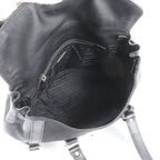 Prada Tessuto Nylon Triangle Logo Leather Shoulder Bag Hand Black — view 7