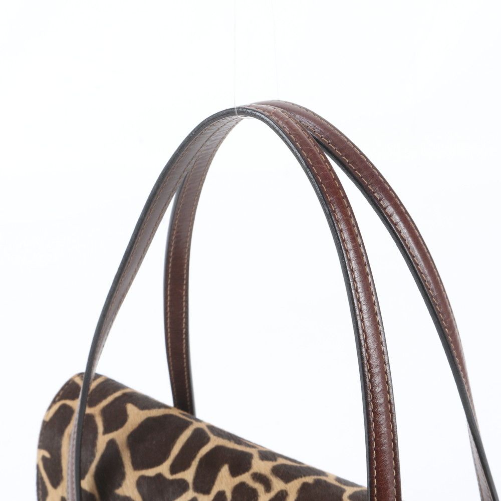 Fendi Calf Hair Animal Print Leather Handbag Brown — view 2