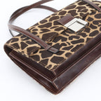 Fendi Calf Hair Animal Print Leather Handbag Brown — view 5